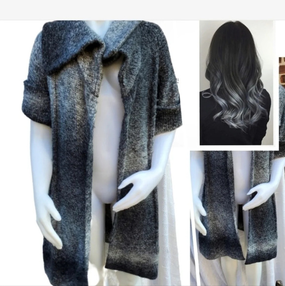 Vintage Sweaters - 70s style Ombre‎ tones Wool Duster S- M